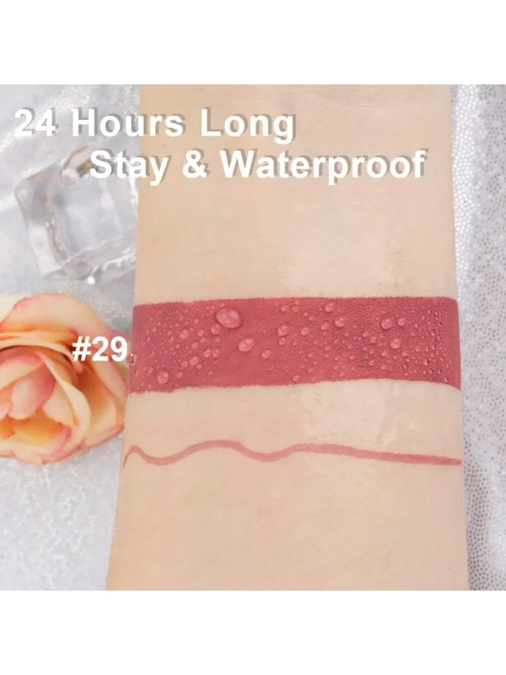 DNM 29# Antique Rose 2Pcs 24H Long-Lasting Matte Liquid Lipstick and Lip Liner